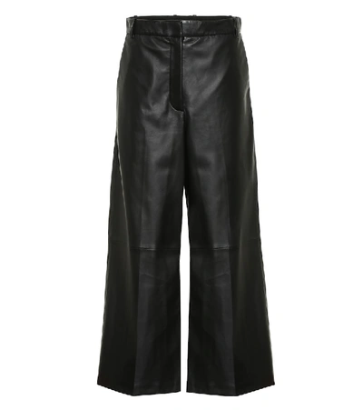Shop Joseph Tuba Wide-leg Leather Pants In Black
