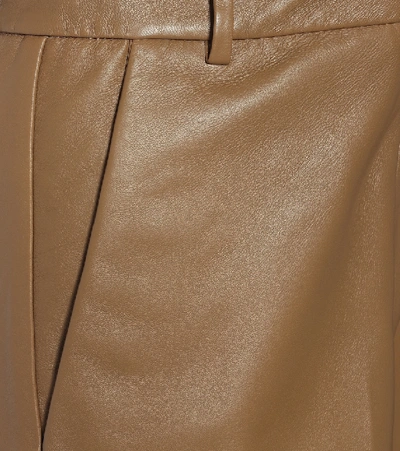 Shop Joseph Tuba Wide-leg Leather Pants In Beige