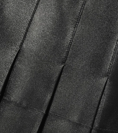 Shop Joseph Semry Pleated Leather Midi Skirt In Black
