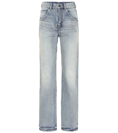 Shop Saint Laurent Mid-rise Straight Jeans In Blue