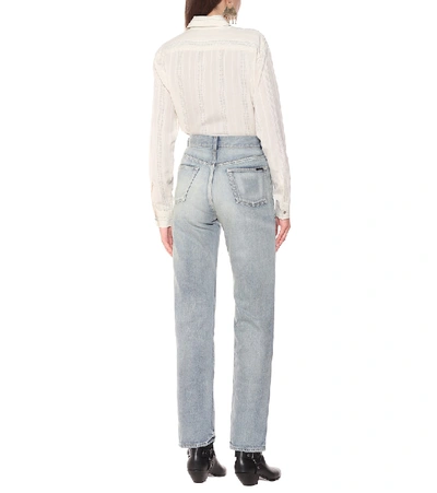 Shop Saint Laurent Mid-rise Straight Jeans In Blue