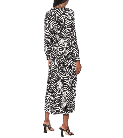 Shop Rixo London Mara Zebra-print Midi Dress In Black