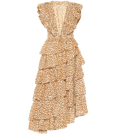 Shop Ulla Johnson Viola Cheetah-print Midi Dress In Brown
