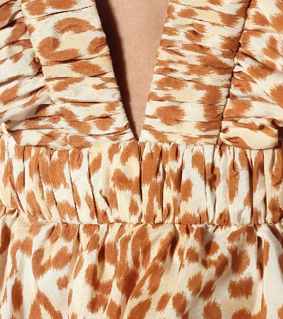 Shop Ulla Johnson Viola Cheetah-print Midi Dress In Brown