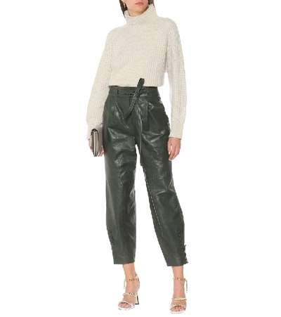 Shop Ulla Johnson Navona Leather Pants In Green