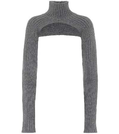Shop Peter Do Ribbed-knit Turtleneck Shrug In Grey