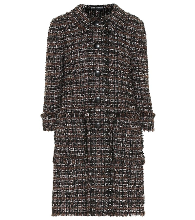 Shop Dolce & Gabbana Tweed Coat In Black