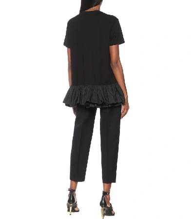 Shop Alexander Mcqueen Ruffle-trimmed Cotton Jersey T-shirt In Black