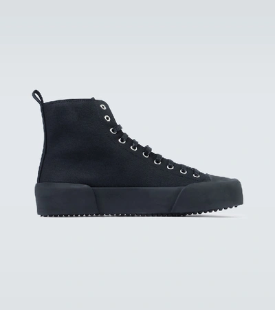 Shop Jil Sander High-top Canvas Sneakers In Black