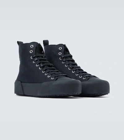 Shop Jil Sander High-top Canvas Sneakers In Black