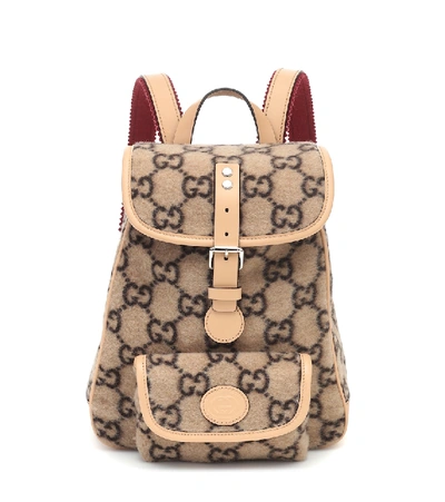 Shop Gucci Gg Wool Jacquard Backpack In Beige