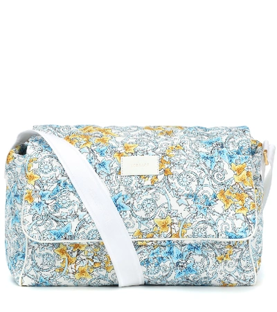 Shop Versace Printed Changing Bag With Mat In Blue