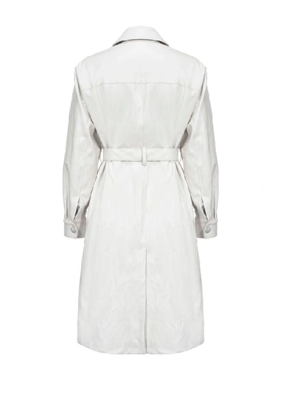 Shop Pinko Women's White Viscose Trench Coat