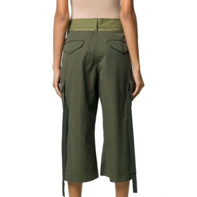 Shop Sacai Women's Green Cotton Pants