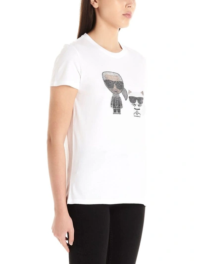 Shop Karl Lagerfeld Women's White Cotton T-shirt