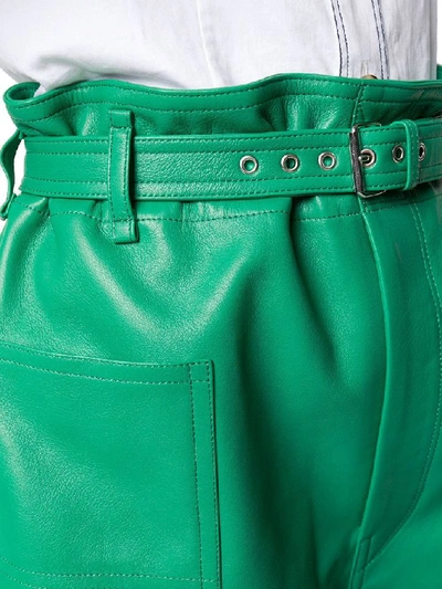 Shop Isabel Marant Women's Green Leather Shorts