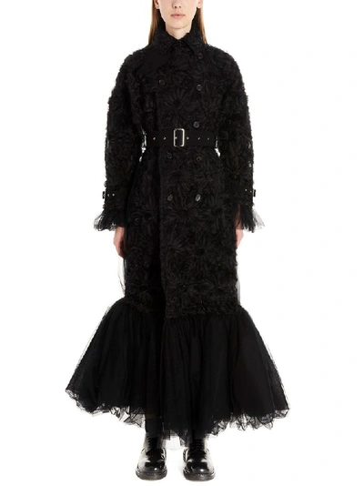 Shop Noir Kei Ninomiya Women's Black Polyester Trench Coat
