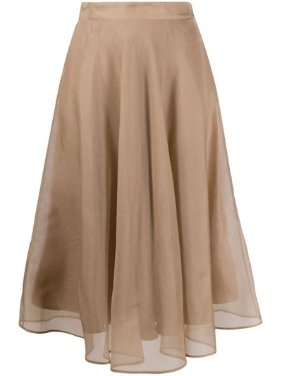 Shop Msgm Women's Beige Silk Skirt