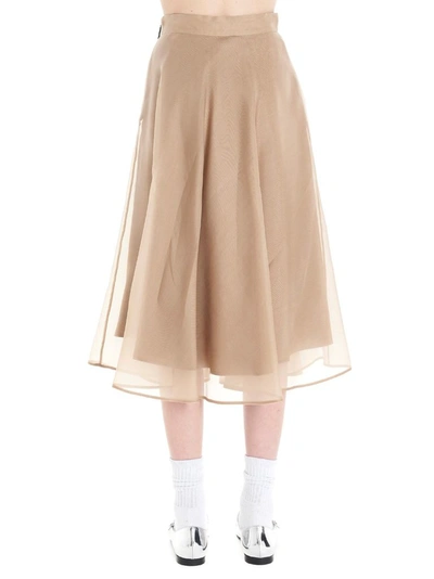 Shop Msgm Women's Beige Silk Skirt