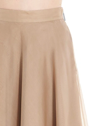 Shop Msgm Women's Beige Silk Skirt