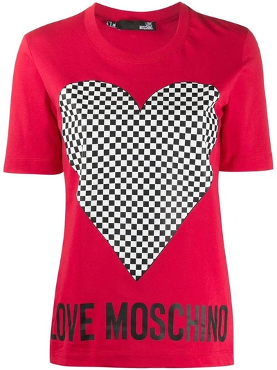 Shop Love Moschino Women's Red Cotton T-shirt