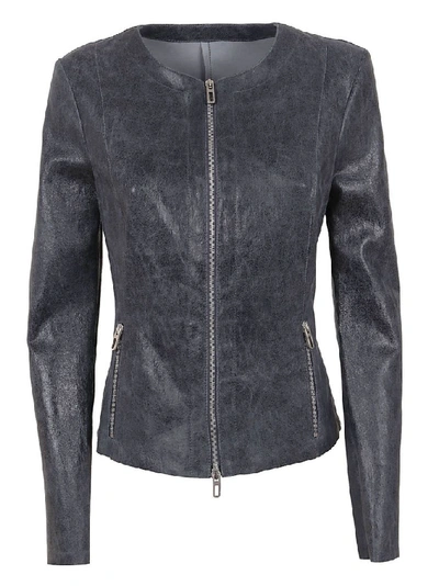 Shop Drome Women's Grey Leather Outerwear Jacket