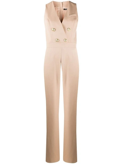 Shop Balmain Women's Pink Wool Jumpsuit