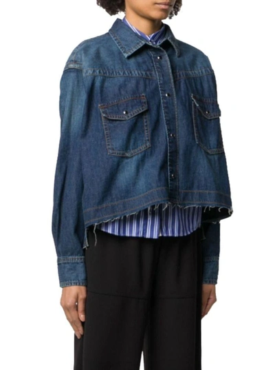 Shop Sacai Women's Blue Cotton Shirt