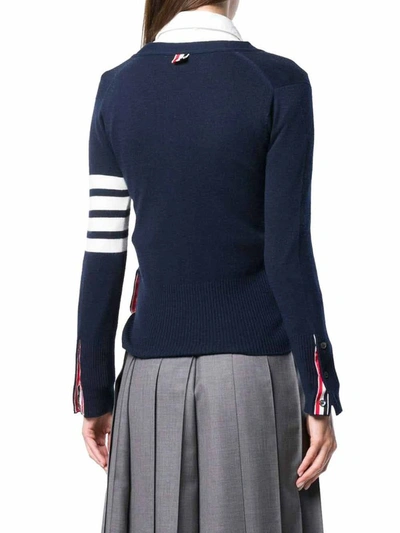 Shop Thom Browne Women's Blue Cashmere Cardigan