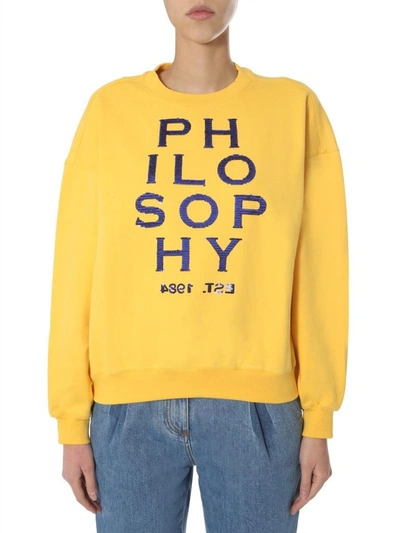 Shop Philosophy Women's Yellow Cotton Sweatshirt