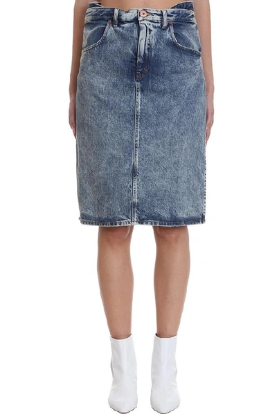 Shop Maison Margiela Women's Blue Cotton Skirt