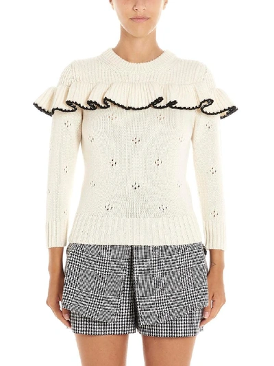 Shop Alexander Mcqueen Women's White Wool Sweater