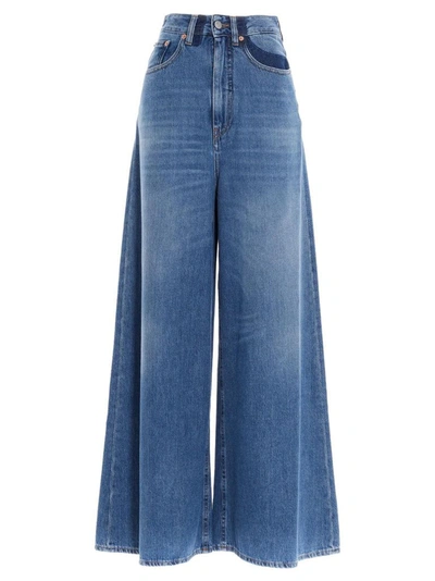 Shop Maison Margiela Women's Blue Cotton Jeans