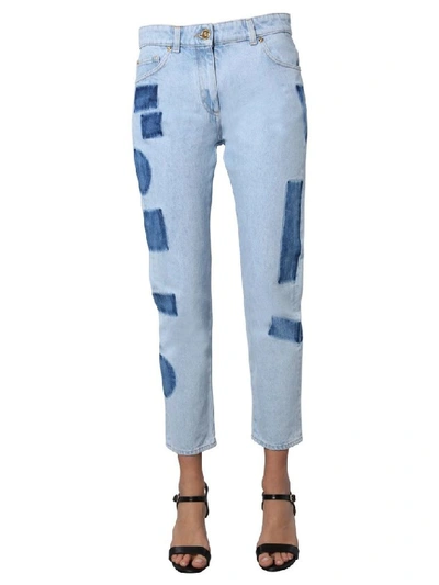 Shop Versace Women's Light Blue Cotton Jeans