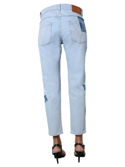 Shop Versace Women's Light Blue Cotton Jeans