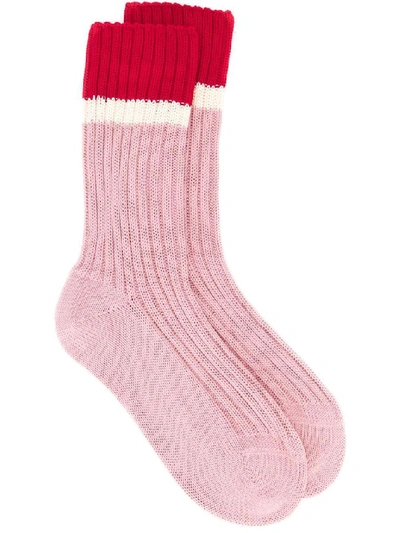 Shop Prada Women's Pink Cotton Socks