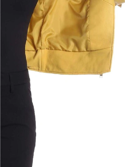 Shop Pinko Women's Yellow Leather Outerwear Jacket