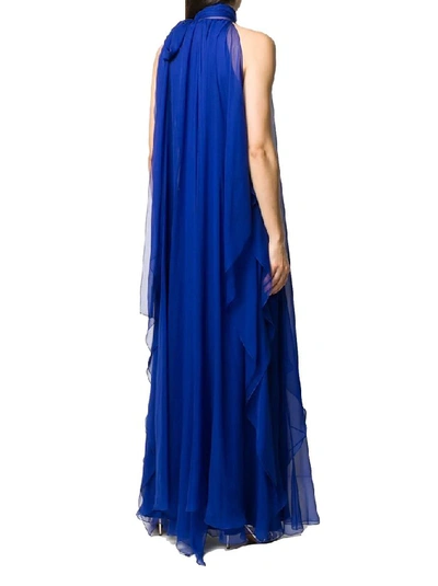 Shop Alberta Ferretti Women's Blue Silk Dress