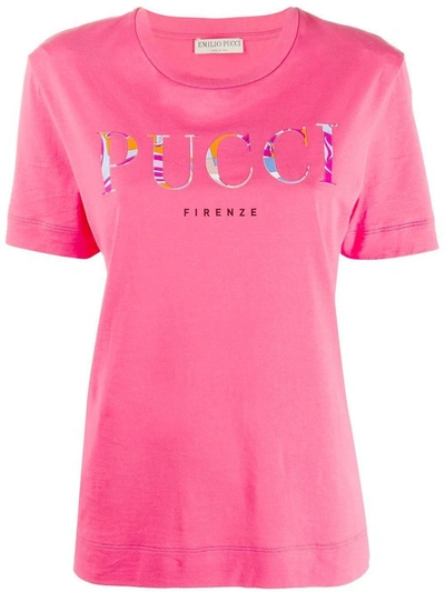 Shop Emilio Pucci Women's Pink Cotton T-shirt