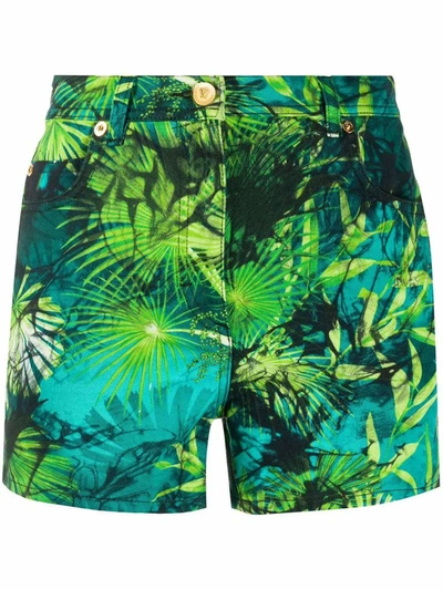 Shop Versace Green Shorts