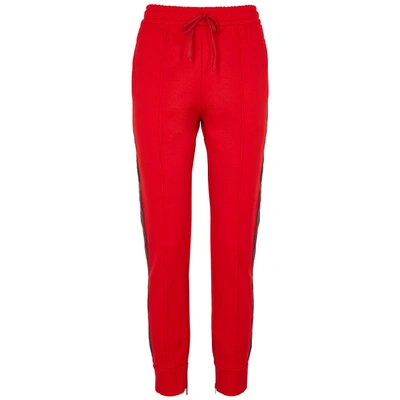 Shop Gucci Red Striped Piqué-jersey Sweatpants