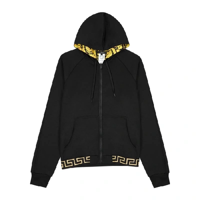Shop Versace Black Hooded Jersey Sweatshirt