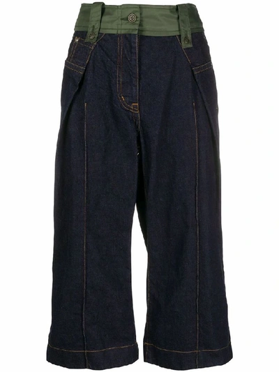 Shop Sacai Women's Blue Cotton Pants