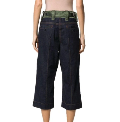 Shop Sacai Women's Blue Cotton Pants