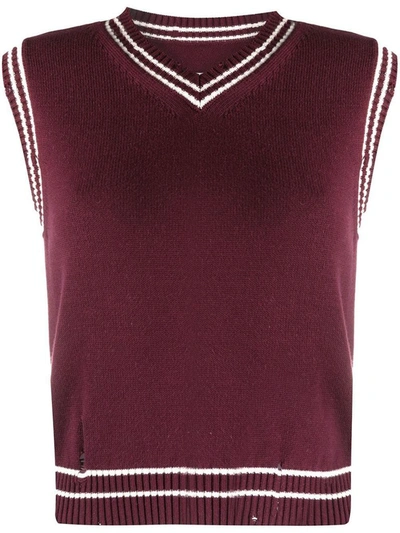 Shop Maison Margiela Women's Burgundy Cotton Vest