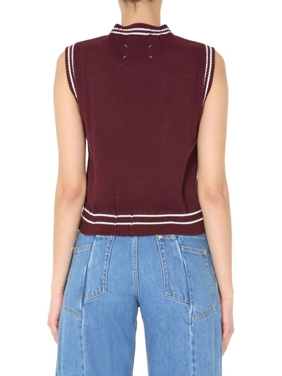 Shop Maison Margiela Women's Burgundy Cotton Vest