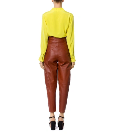 Shop Attico Women's Brown Leather Pants