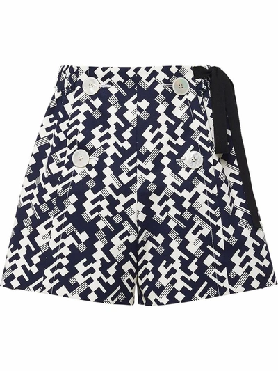 Shop Prada Women's Blue Cotton Shorts