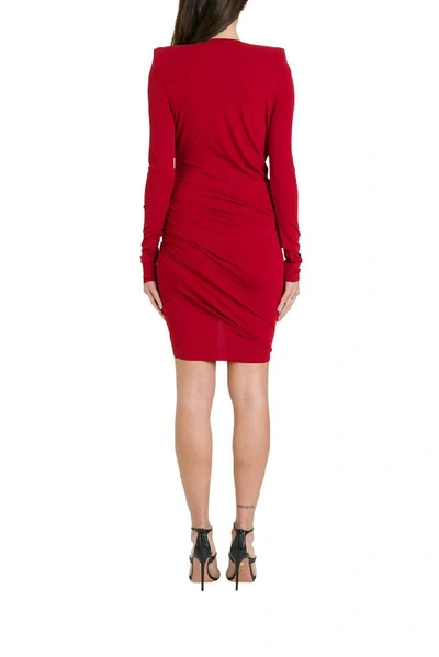Shop Alexandre Vauthier Women's Red Viscose Dress