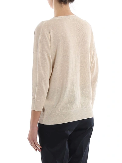 Shop Peserico Women's Beige Linen Sweater